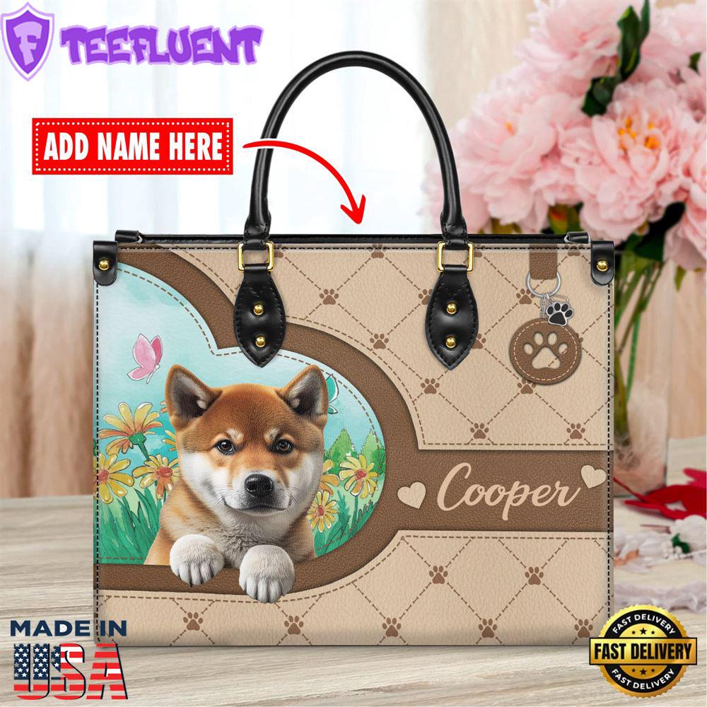 Shiba Inu Dog Duccy Dog Lover Leather Handbag