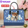 Shiba Inu Dog Lover Leather Bag With Daisy Flowers