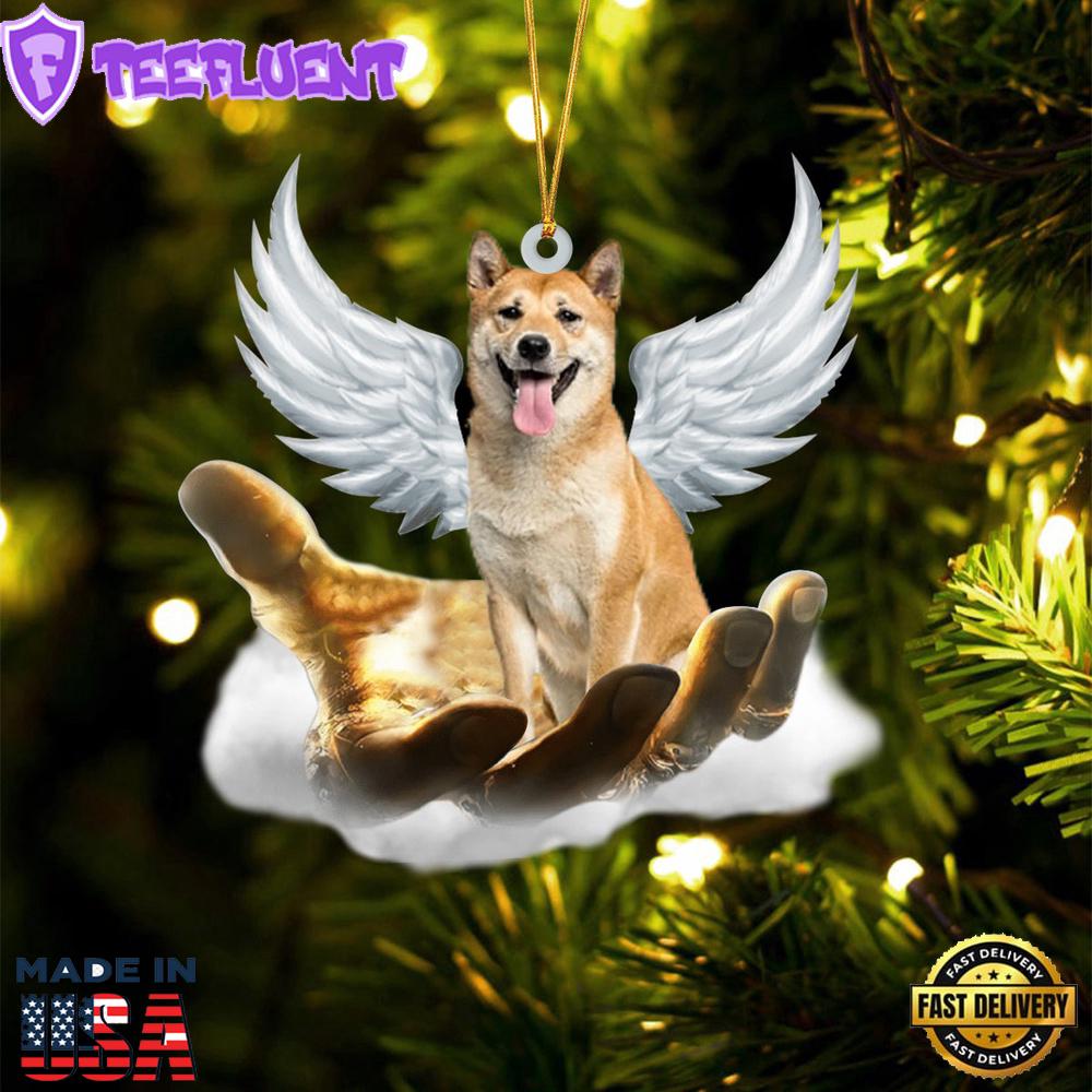 Shiba Inu On The Hands Of Jesus Ornament, Gift For Christmas