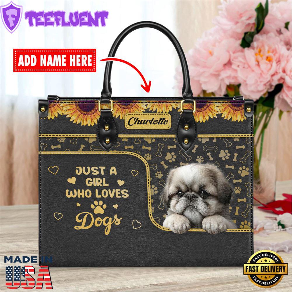 Shih Tzu Dog Just A Girl Who Loves Dogs Leather Handbag