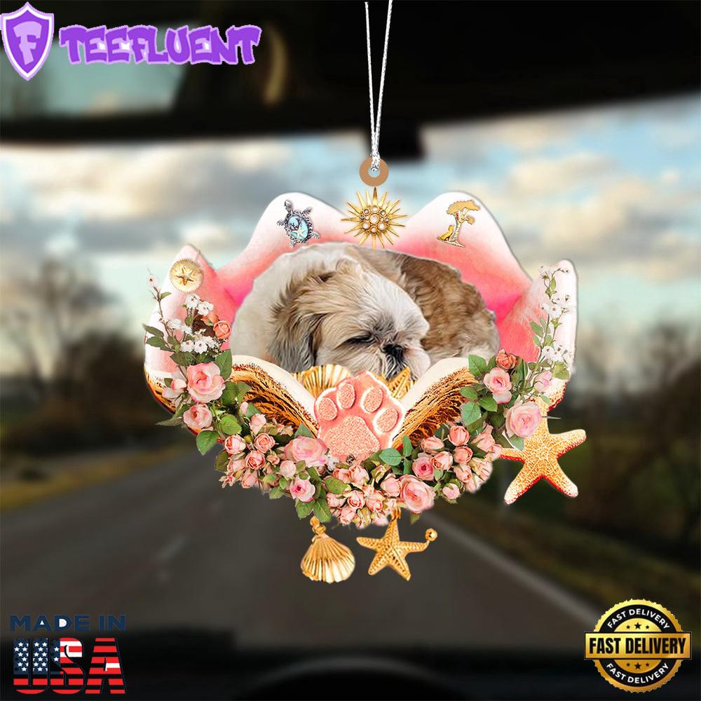 Shih Tzu Sleeping In The Seashell Ornament, Gift For Christmas