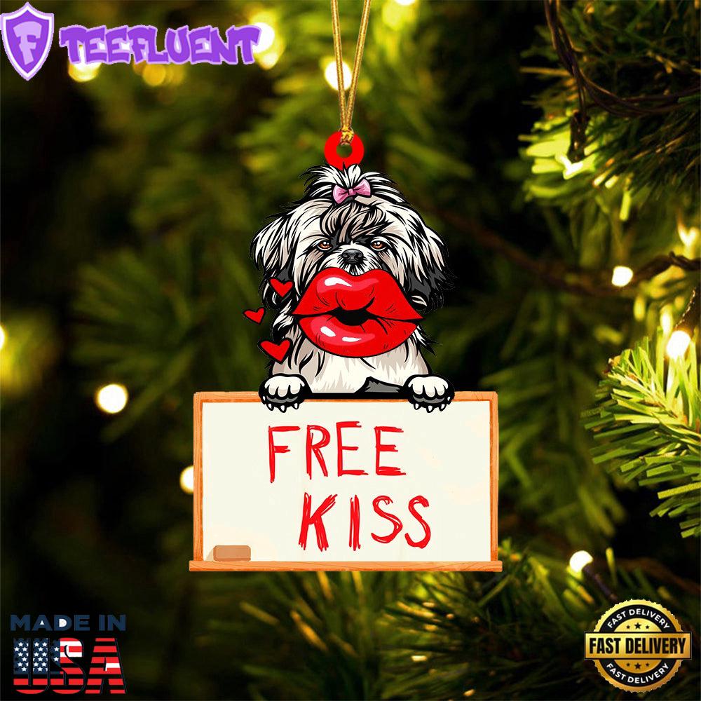 Shih-Tzu Free Kiss Christmas Ornament, Gift For Christmas