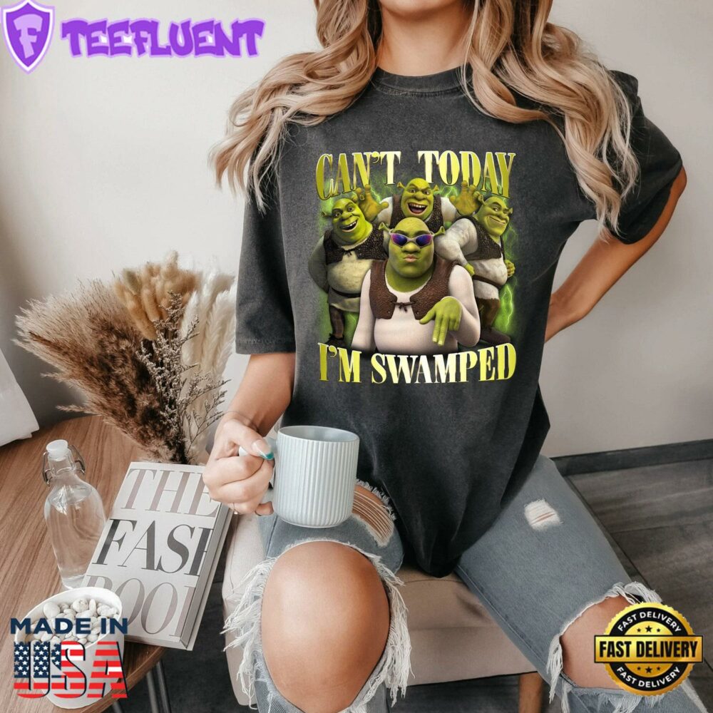 Shrek Funny Shirt Can't Today I'm Swamped Shrek and Fiona Meme Tee Disney Princess Gift