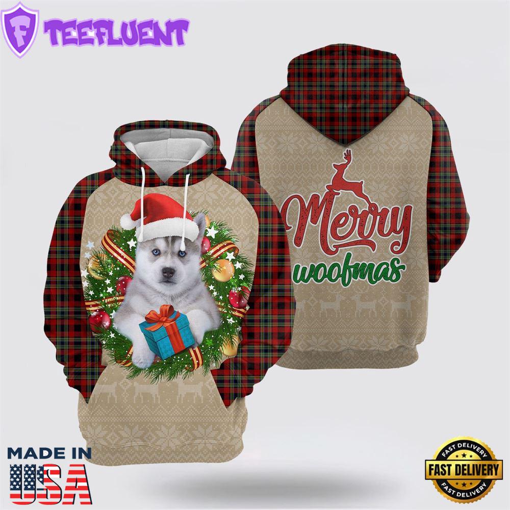 Siberian Husky Christmas Awesome All Over Print 3D Hoodie