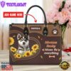 Siberian Husky Dog Kisses Fix Everything Leather Handbag