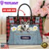 Siberian Husky Dog This Human Belongs To Leather Handbag