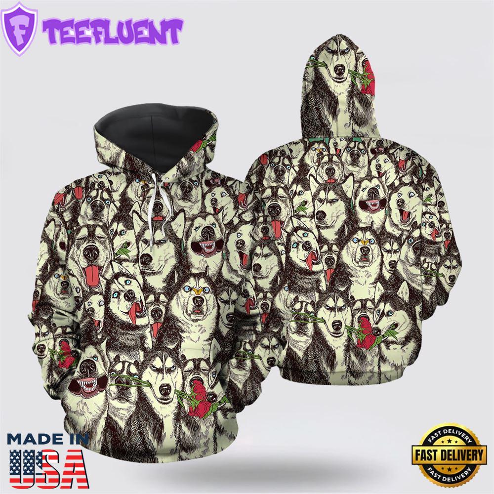 Siberian Husky Funny All Over Print 3D Hoodie