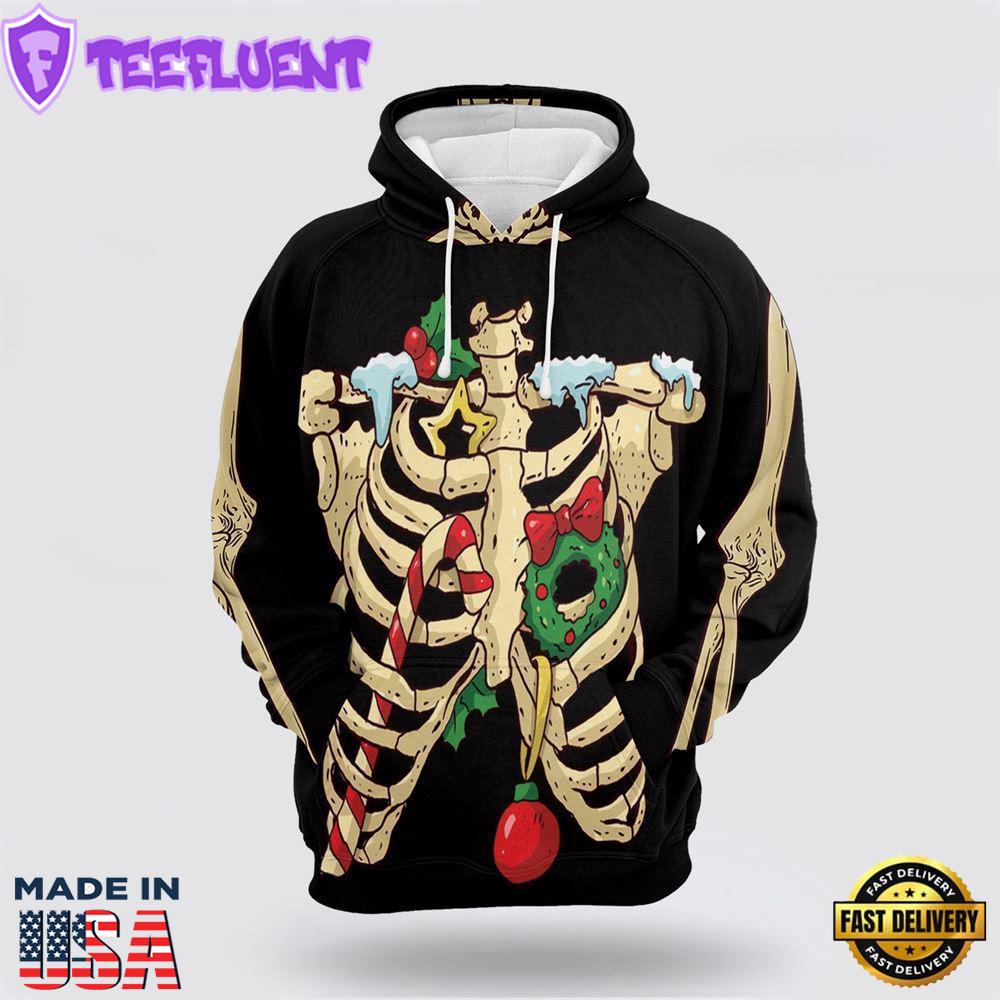 Skeleton Christmas All Over Print 3D Hoodie