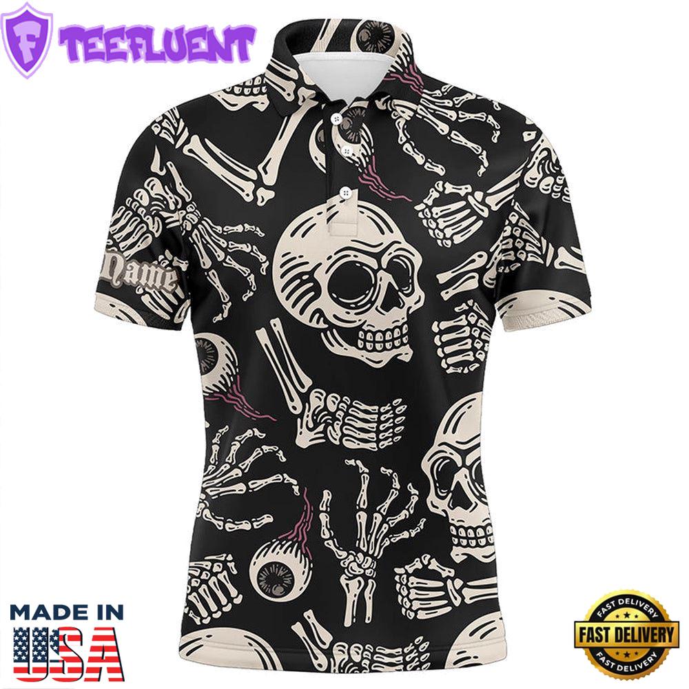 Skull Bone Pattern Mens Golf Polo Shirt Custom Men'S , Best Golf Gifts