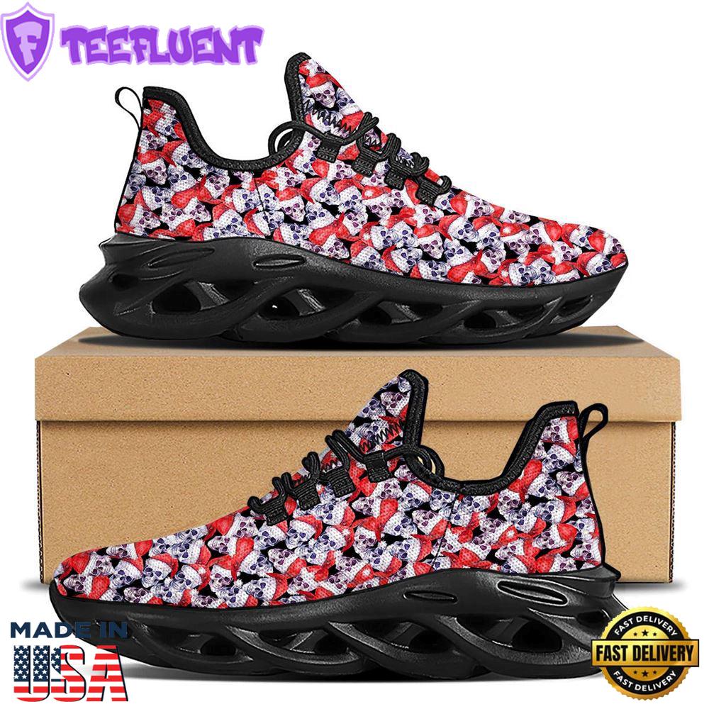 Skull Christmas Santa Print Pattern Black Max Soul Shoes