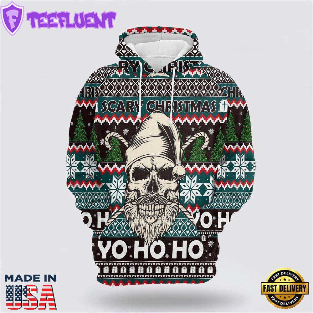 Skull Scary Christmas All Over Print 3D Hoodie