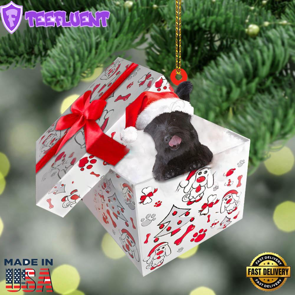 Skye-Terrier In Gift Box Christmas Ornament, Gift For Christmas