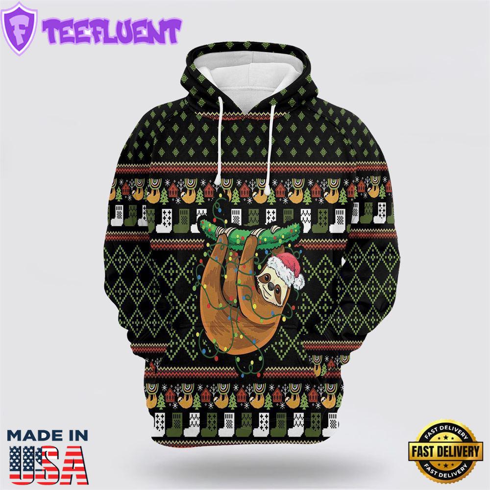 Sloth Christmas All Over Print 3D Hoodie