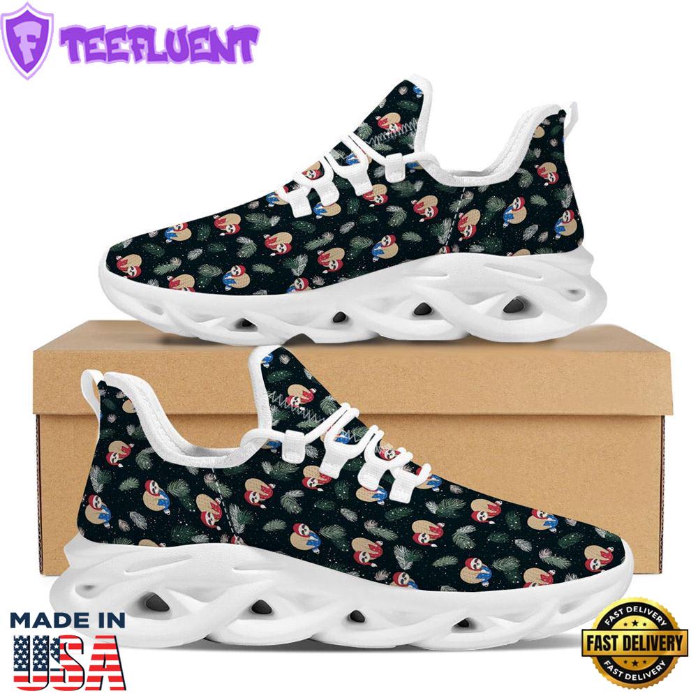 Sloths Sleeping Christmas Print Pattern White Max Soul Shoes