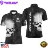 Smoke Skull Black White Mens Golf Polo Shirts Custom Scary
