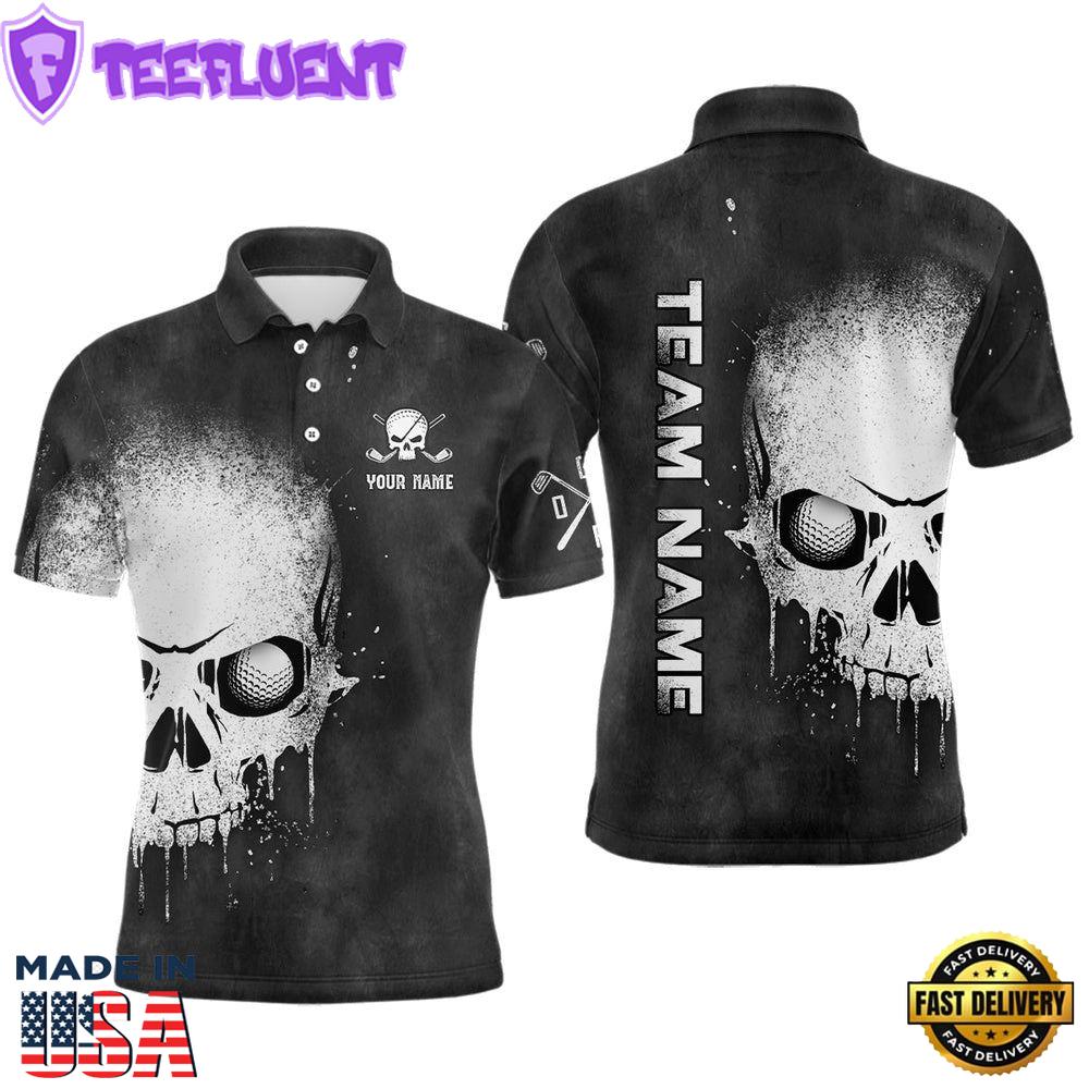 Smoke Skull Black White Mens Golf Polo Shirts Custom Scary
