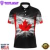 Smoky Canada Flag Mens Golf Polo Shirts Custom Name Patriotic