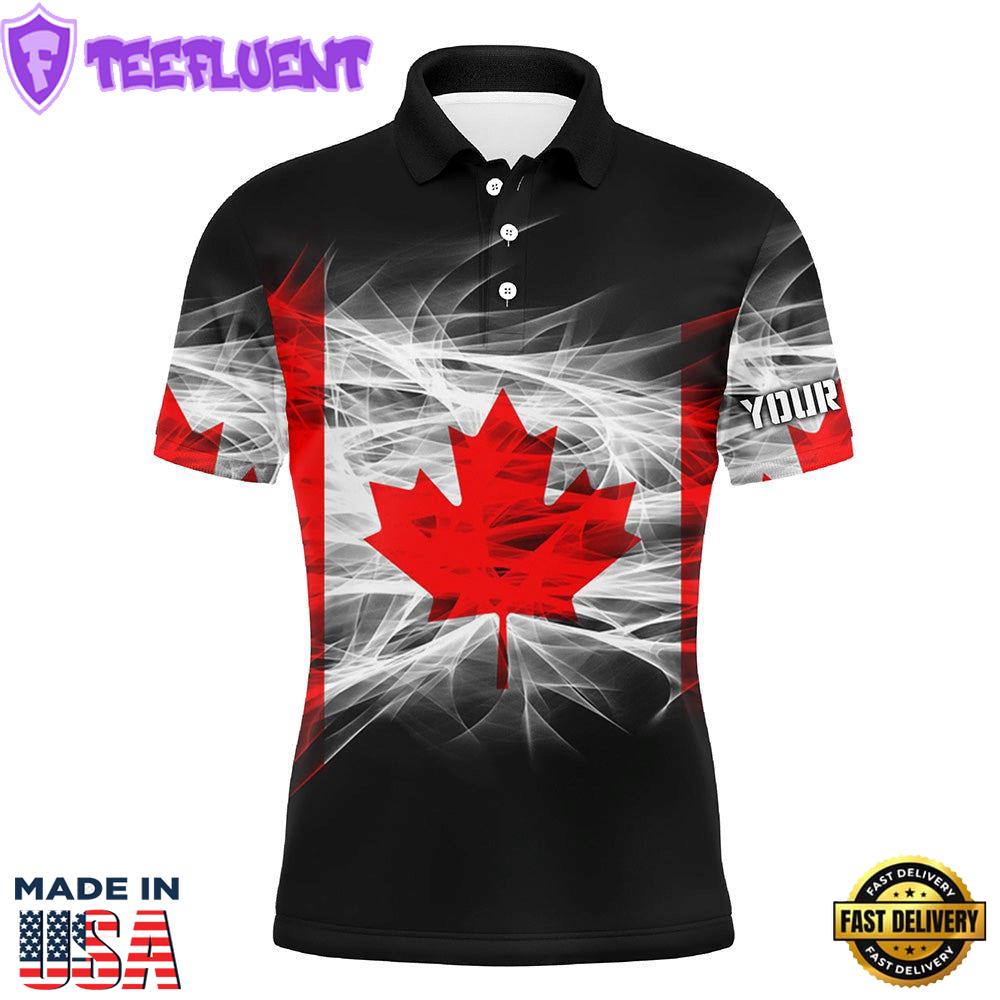 Smoky Canada Flag Mens Golf Polo Shirts Custom Name Patriotic