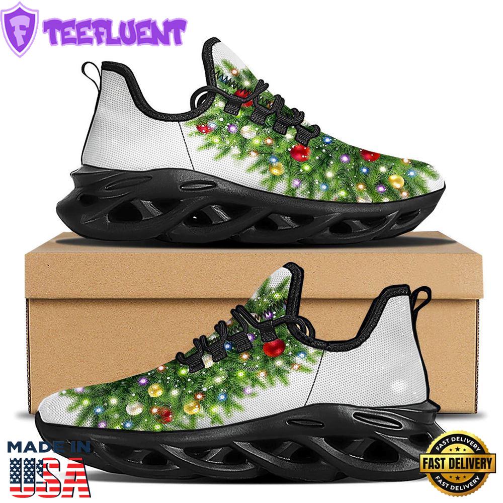 Snow And Christmas Tree Print Black Max Soul Shoes