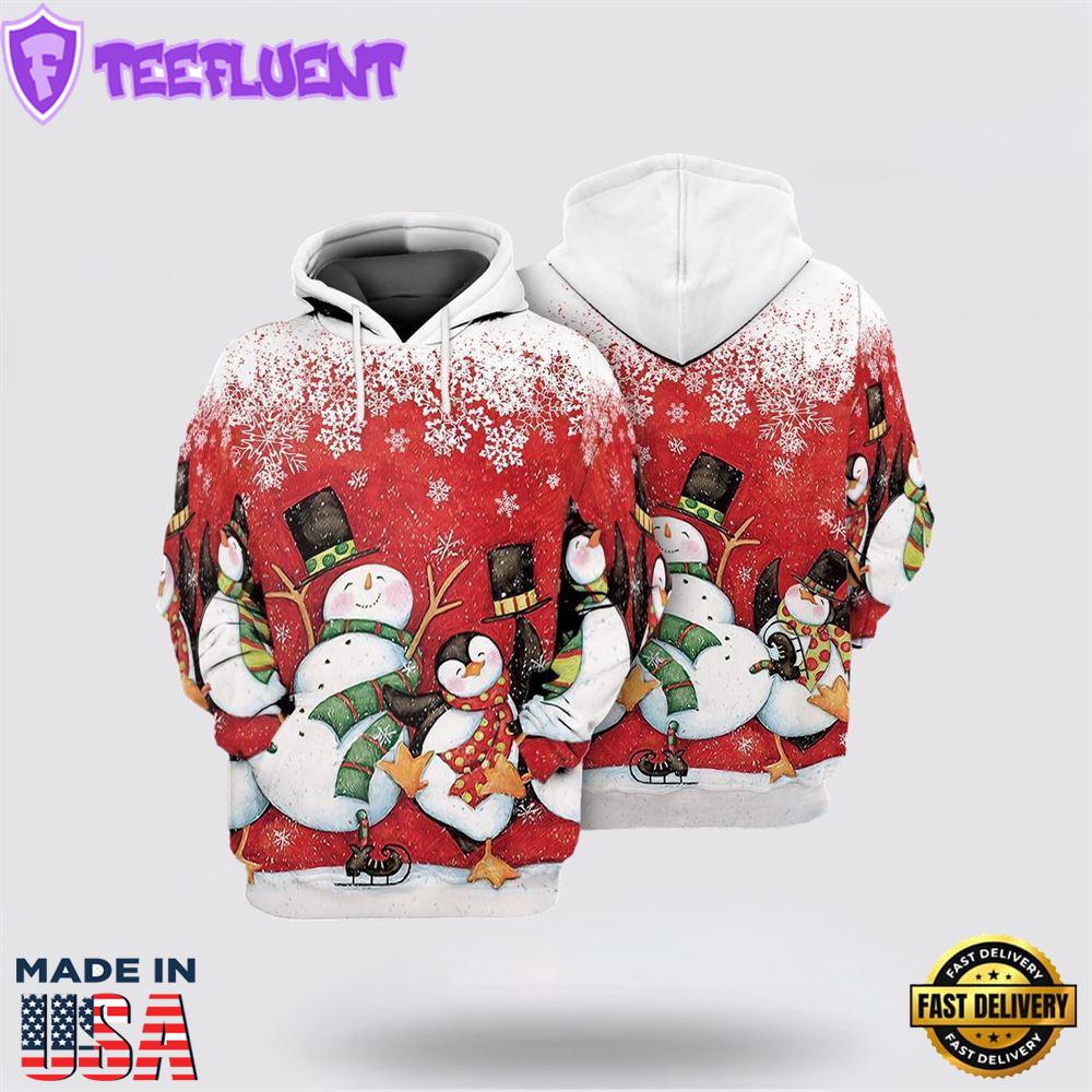 Snowman Christmas All Over Print 3D Hoodie
