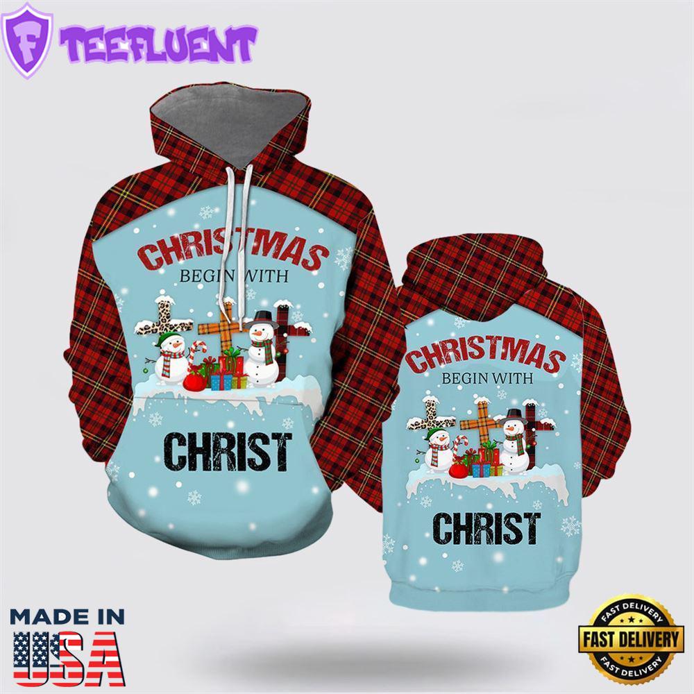 Snowman Mery Christmas All Over Print 3D Hoodie