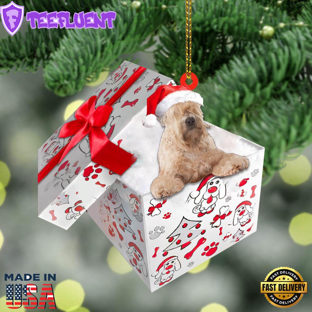 Soft-Coated-Wheaten-Terrier In Gift Box Christmas Ornament, Gift For Christmas