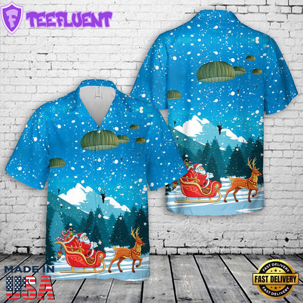 Soldiers from 3rd Battalion, the Royal Canadian Regiment Mike Company parachute from a C130J Hercules aircraft Christmas Hawaiian Shirt