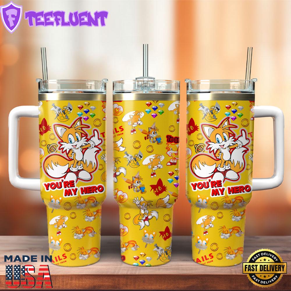Sonic The Hedgehog Game Movie Custom Stanley Quencher 40oz Stainless Steel Tumbler With Handle 1