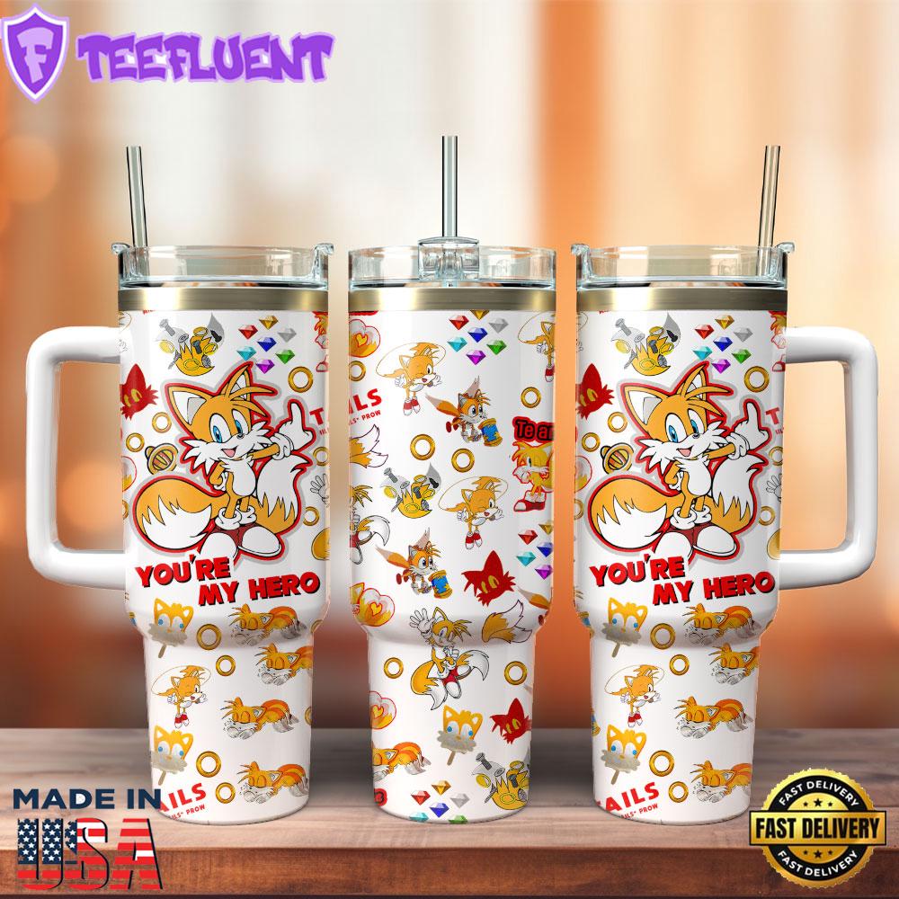 Sonic The Hedgehog Game Movie Custom Stanley Quencher 40oz Stainless Steel Tumbler With Handle