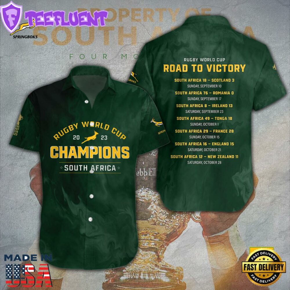 South Africa National Rugby Union Team Springboks Short Sleeve Dress Shirt For Fans
