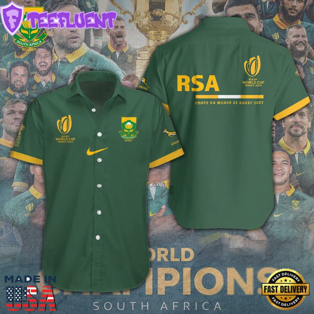 South Africa National Rugby Union Team Springboks Short Sleeve Dress Shirt For Man And Women