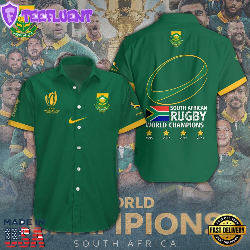 South Africa National Rugby Union Team Springboks Short Sleeve Dress Shirt Summer 2025
