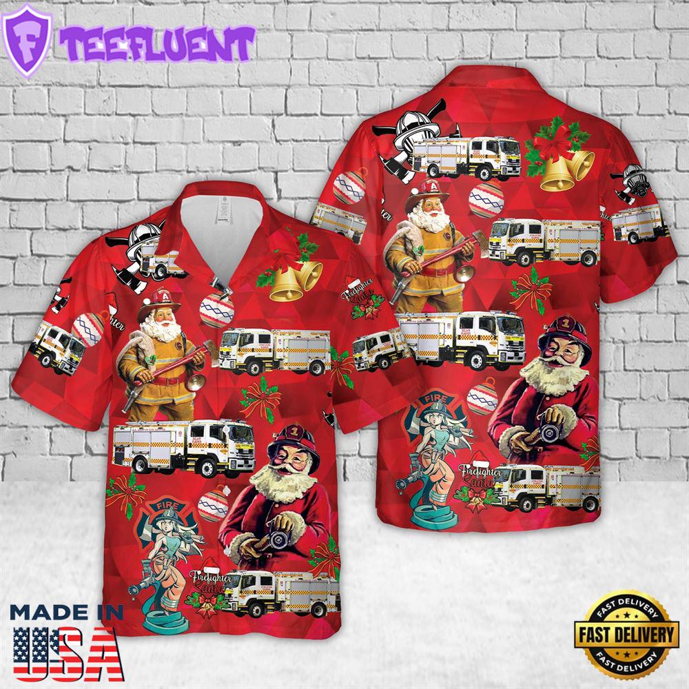 South Australia Country Fire Service (SACFS) Pumper Isuzu FTR 150-260 Christmas Hawaiian Shirt