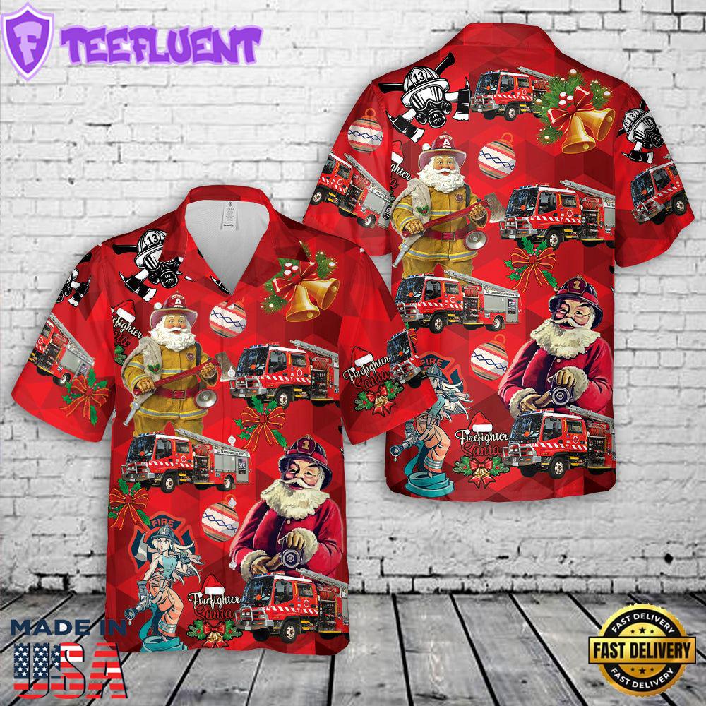 South Australian Metropolitan Fire Service (SAMFS) Medium Pumper Isuzu FRR550 Christmas Hawaiian Shirt