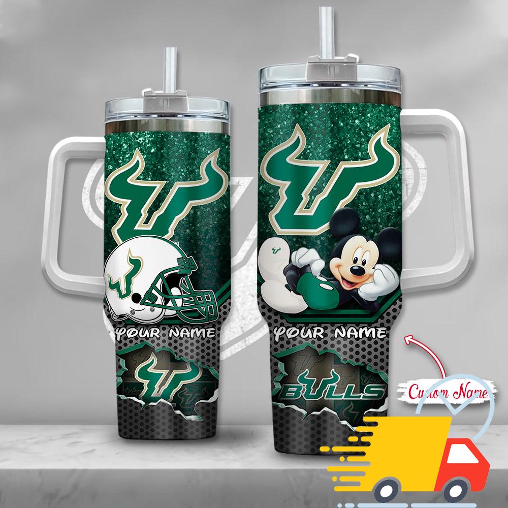 South Florida Bulls NCAA Mickey Mouse Custom Stanley Quencher 40oz Stainless Steel Tumbler With Handle