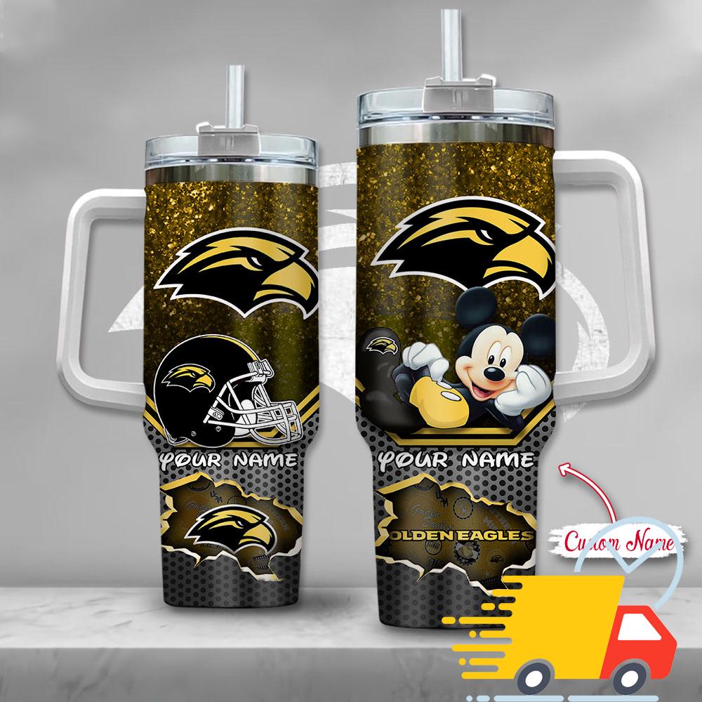 Southern Miss Golden Eagles NCAA Mickey Mouse Custom Stanley Quencher 40oz Stainless Steel Tumbler With Handle
