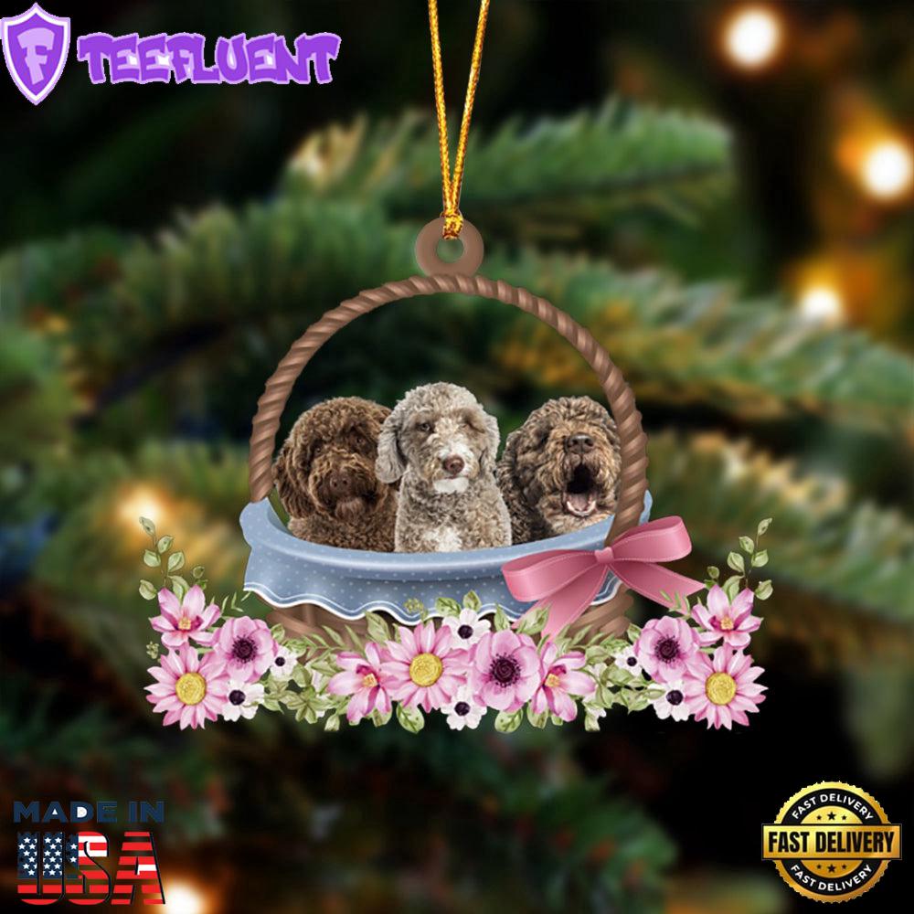 Spanish Water Dog Dogs In The Basket Ornament, Gift For Christmas
