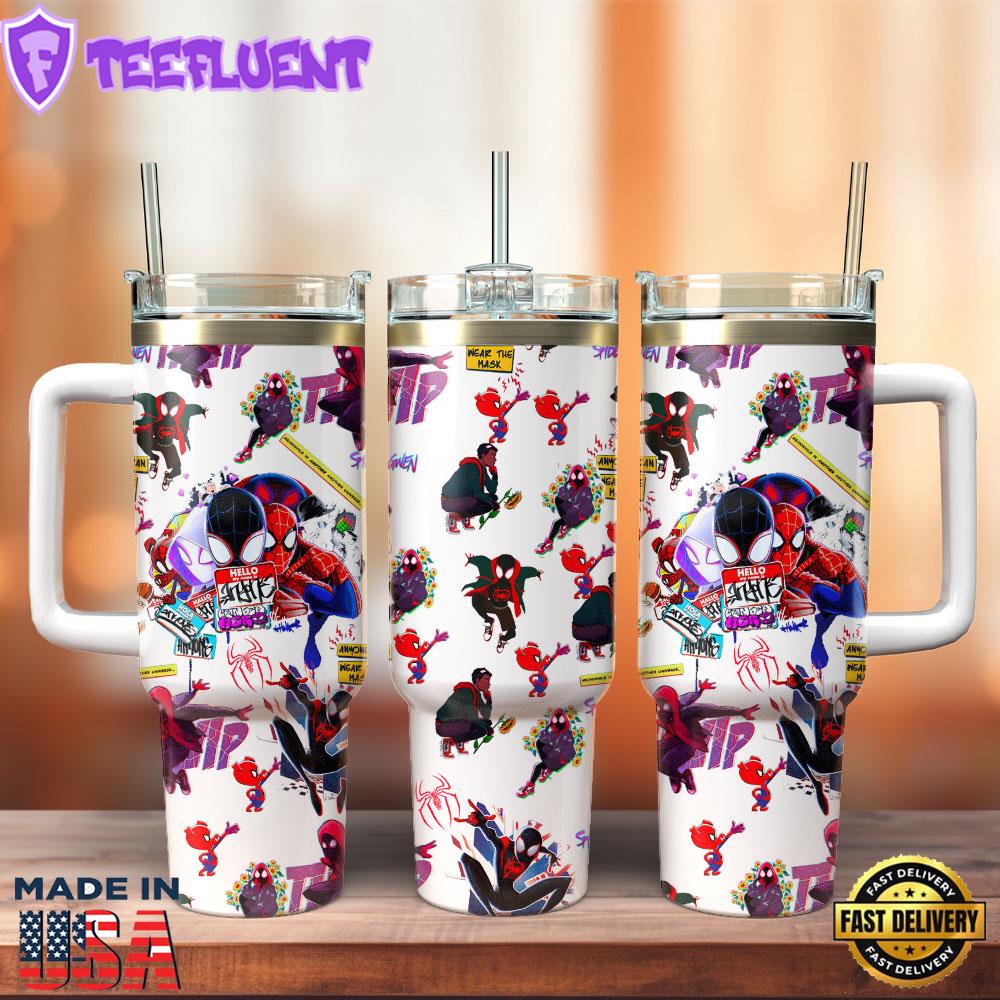 Spider Man Into The Spider Movie Custom Stanley Quencher 40oz Stainless Steel Tumbler With Handle