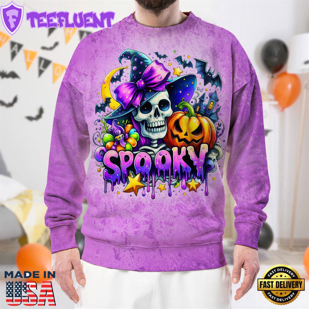 Spooky Witchy Skeleton Halloween 3D Shirt