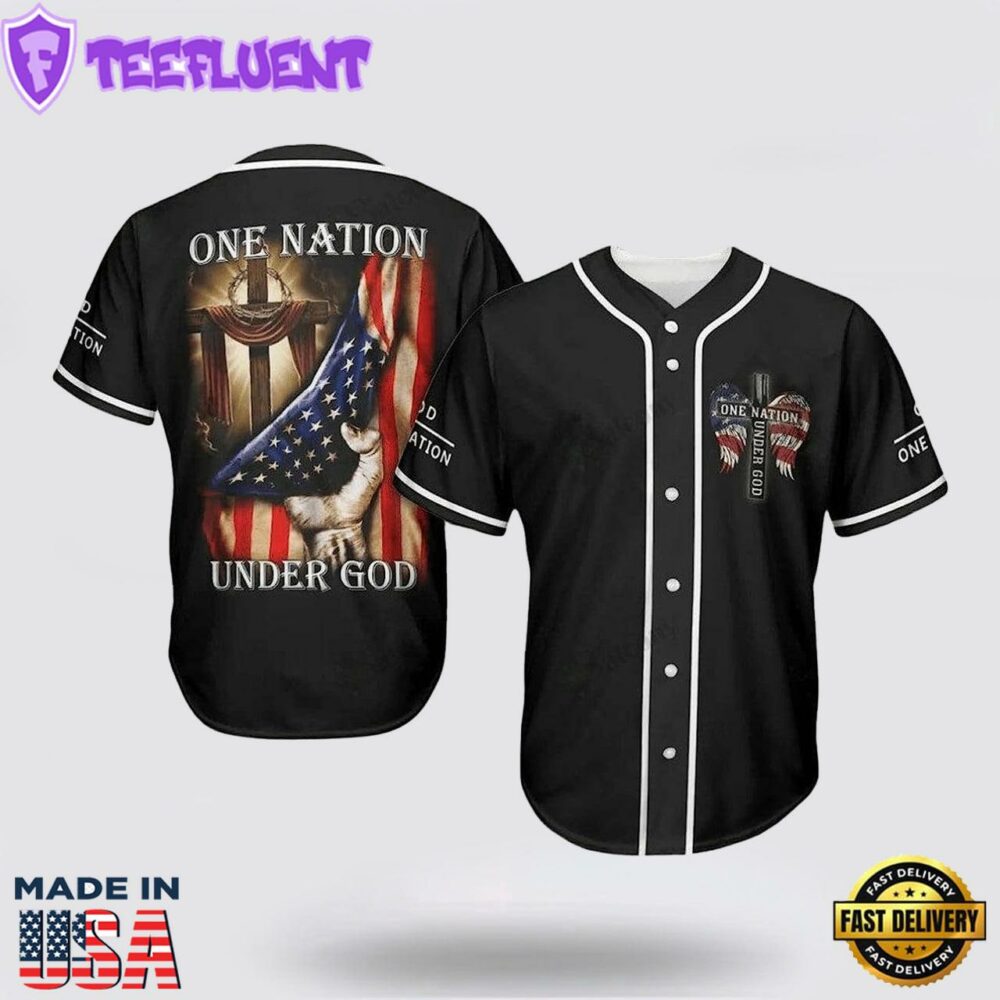 Sports Baseball Jersey Jesus - ONE Nation Under GOD