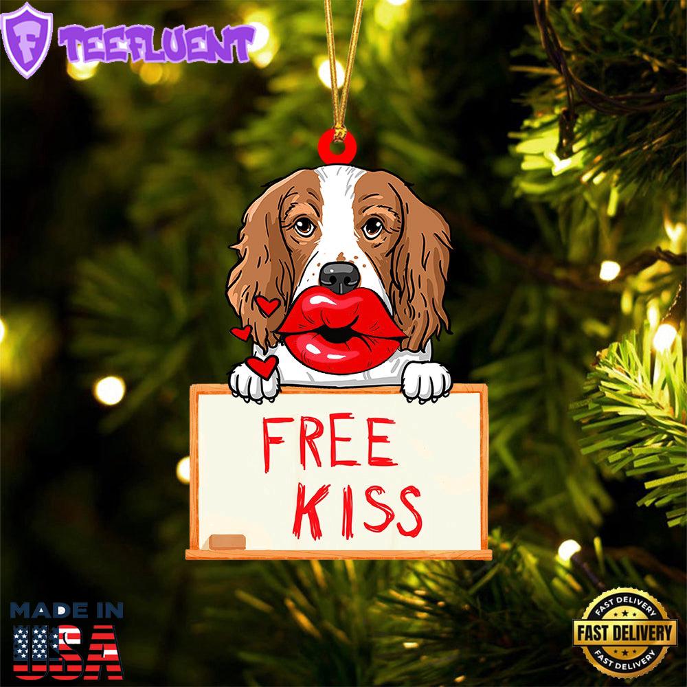 Springer-Spaniel Free Kiss Christmas Ornament, Gift For Christmas