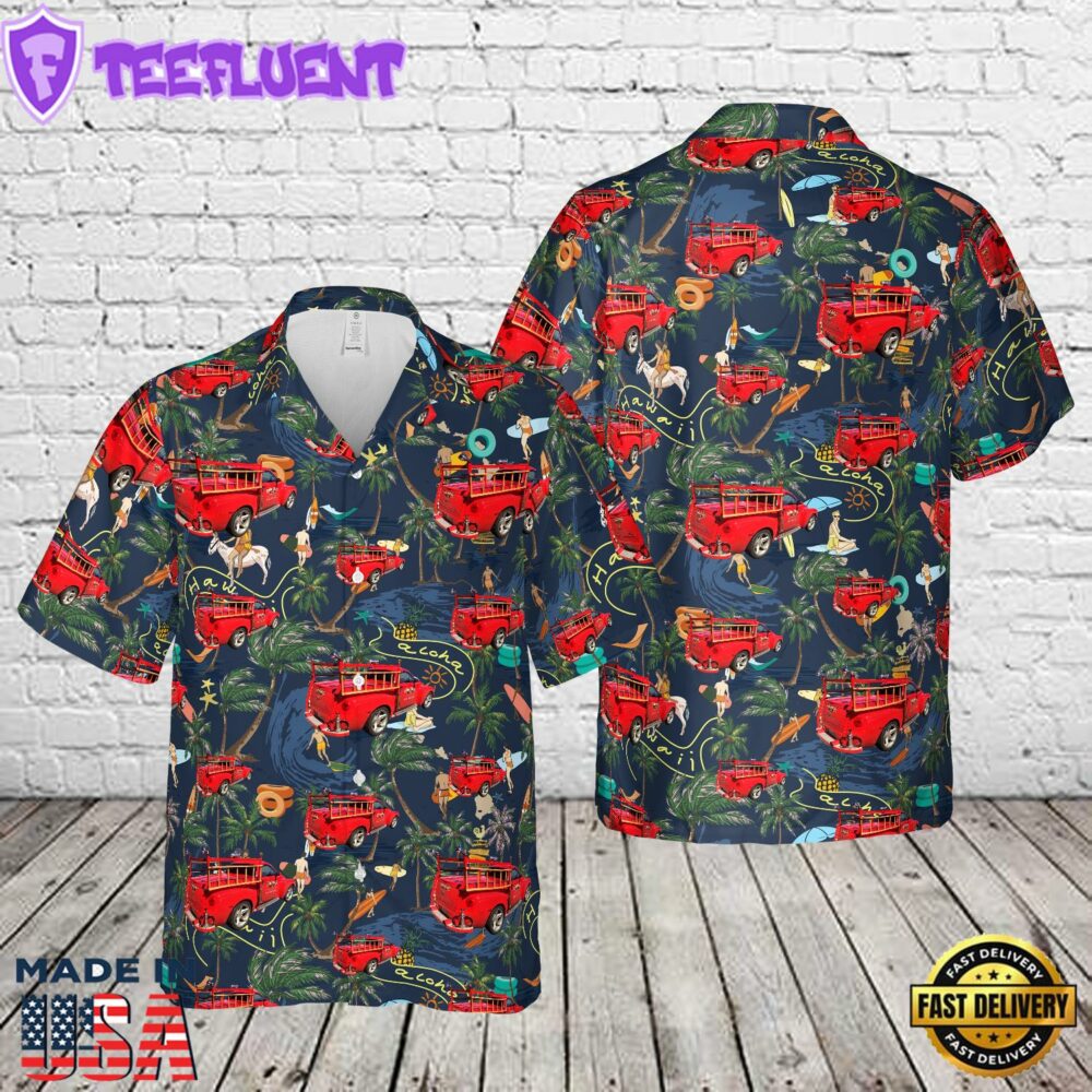SSR Fire Truck Firehouse Subs Hawaiian Shirt