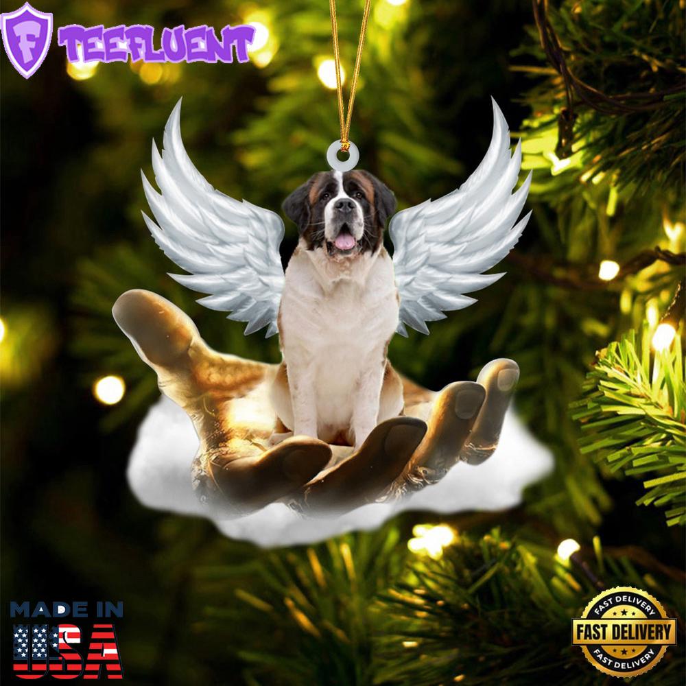 St Bernard On The Hands Of Jesus Ornament, Gift For Christmas