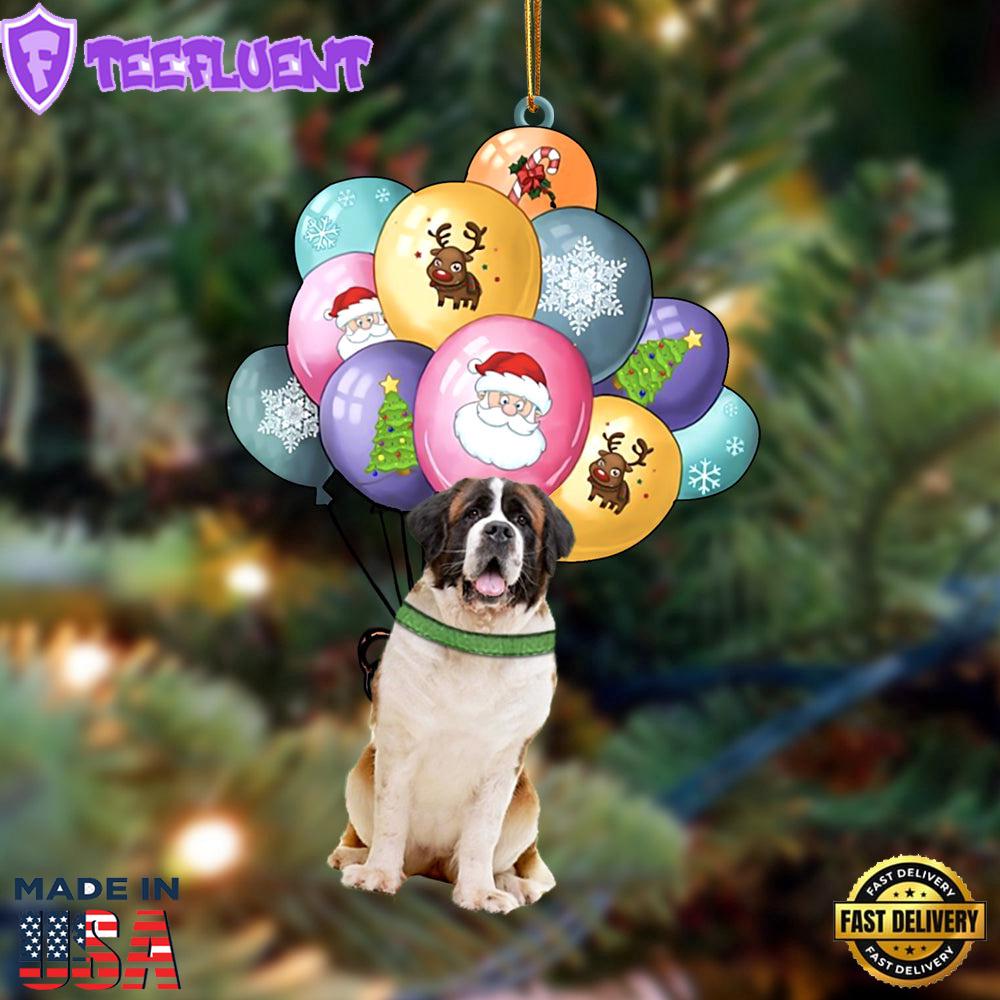 St Bernard With Balloons Christmas Ornament, Gift For Christmas