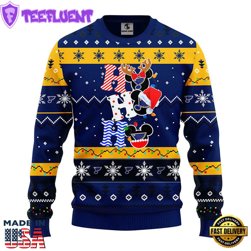 St. Louis Blues Hohoho Mickey Christmas Ugly Sweater