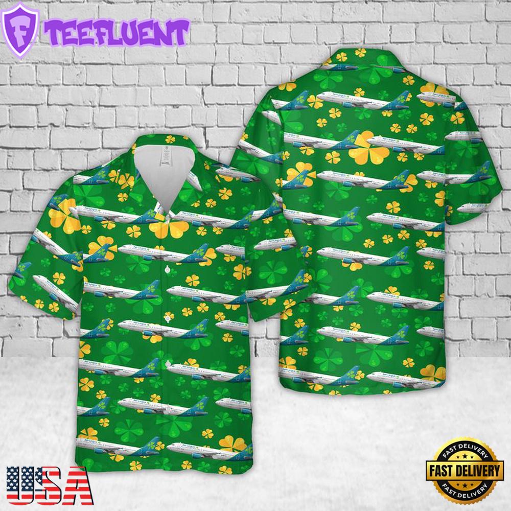St. Patrick'S Day, Aer Lingus St Caimin Airbus A320-214 Ei-Dvn Hawaiian Shirt