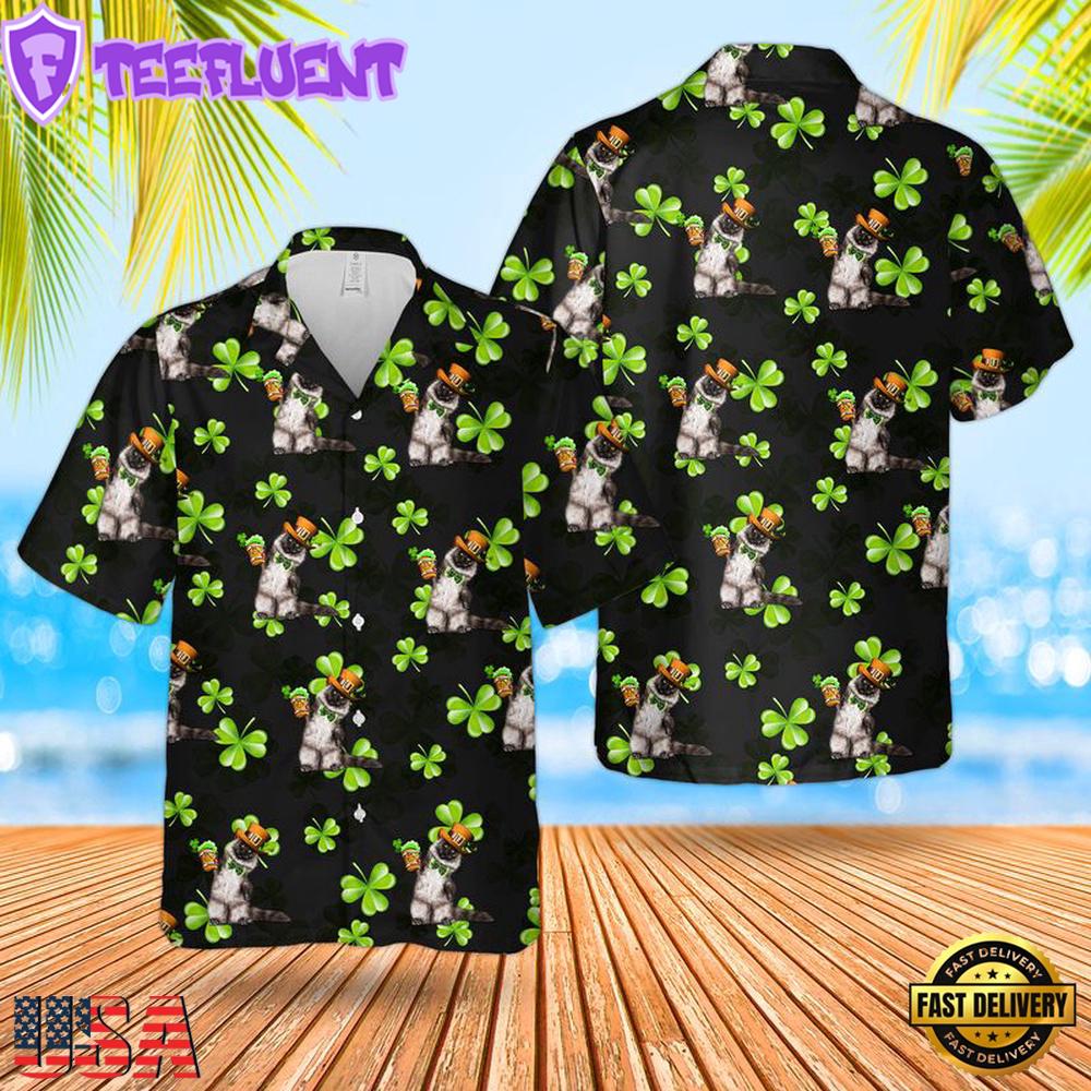 St. Patricks Day Cats Hawaiian Shirt
