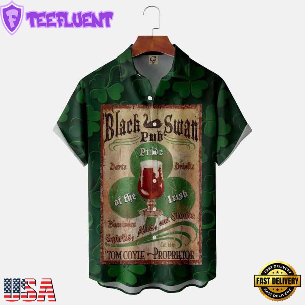 St. Patrick'S Day Chest Pocket Short Sleeve Casual Hawaiian Shirt