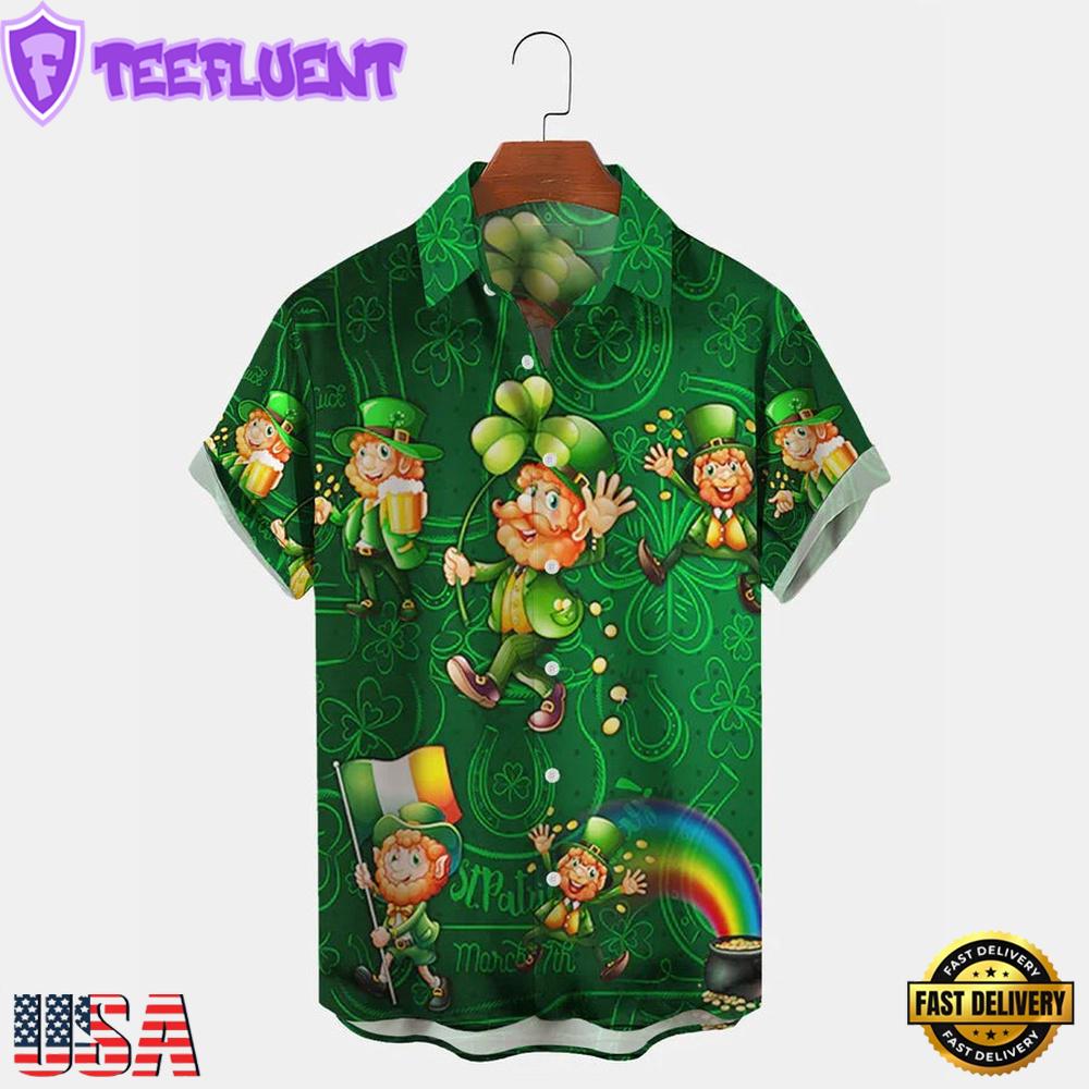 St. Patrick'S Day Clover Print Holiday Hawaii Shirt For Men And Women