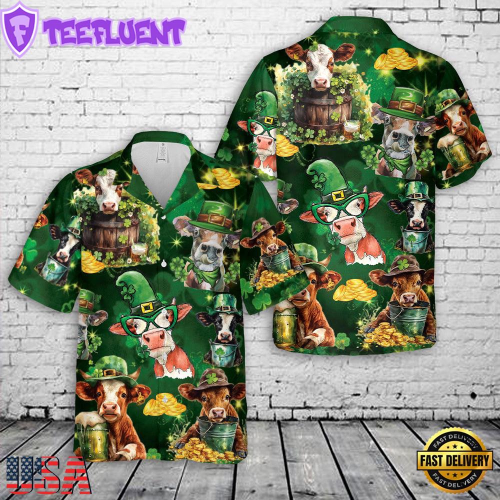 St Patricks Day Cow Hawaiian Shirt